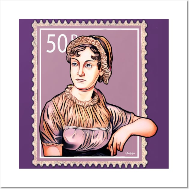 Jane Austen Postage Stamp Wall Art by pembertea